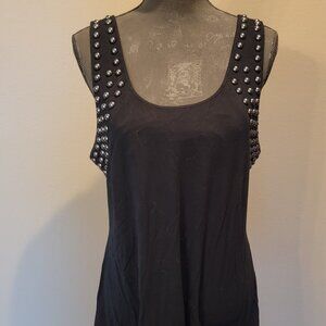 Metal Studded Boston Proper  lace up racer back tank LG